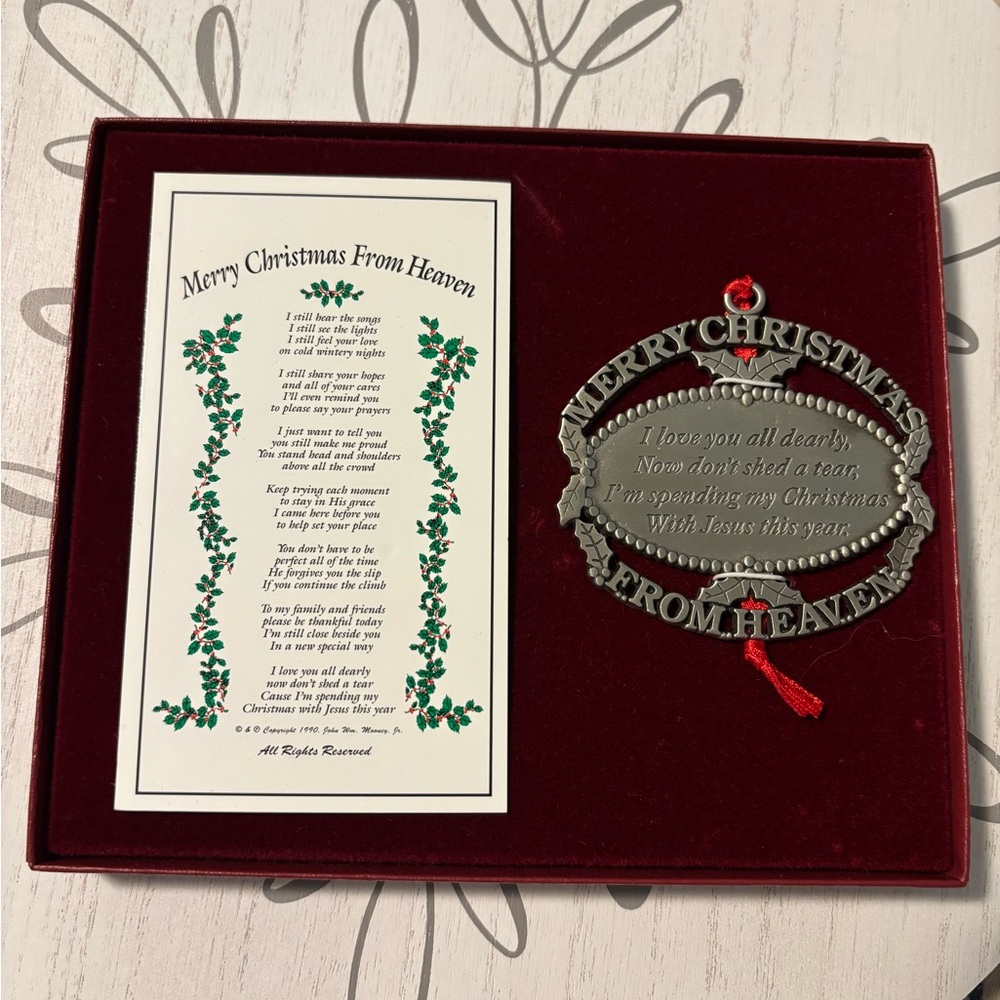 Christmas Remembrance Ornament with Poem